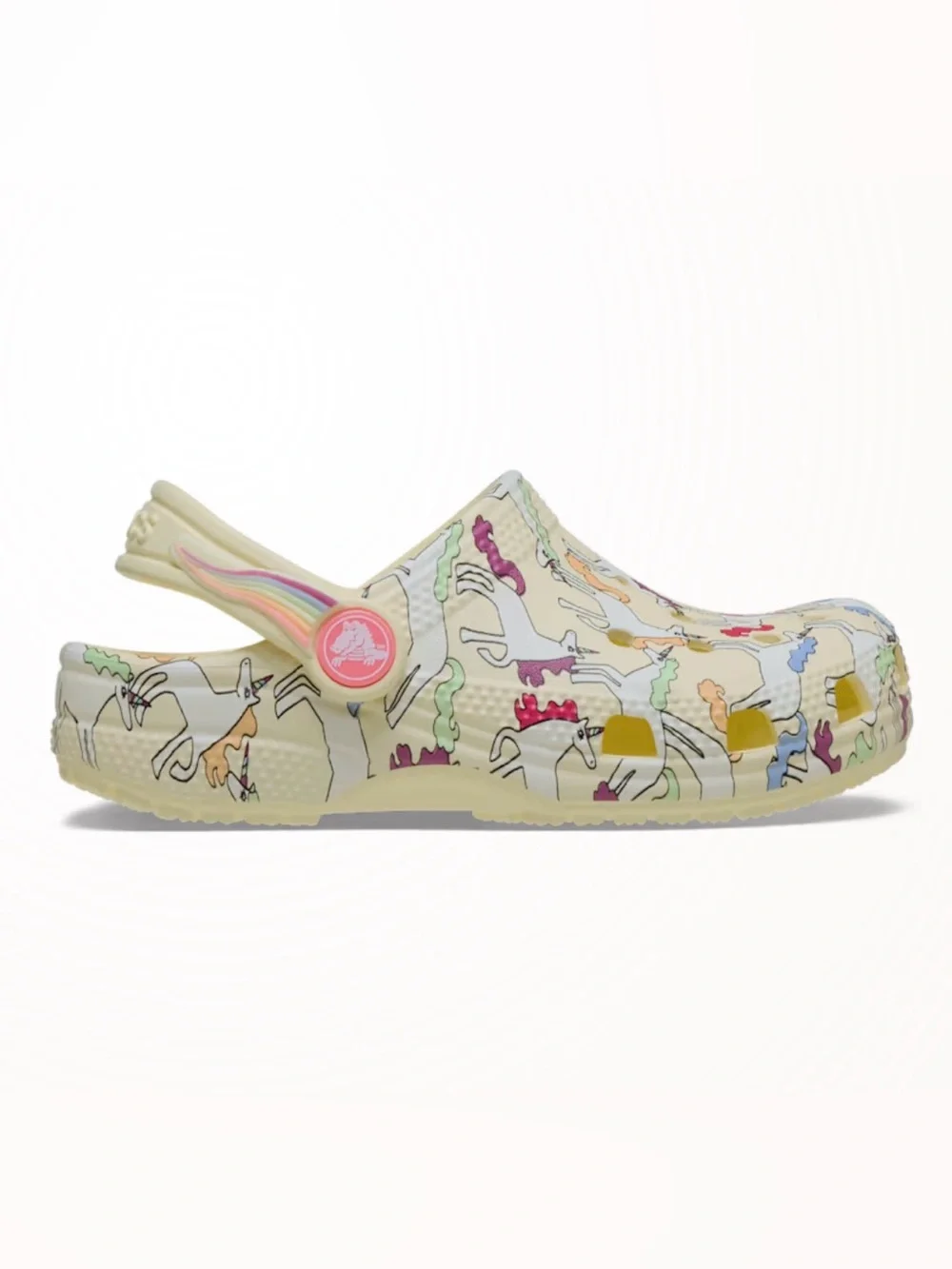 CROCS Kids Classic Clog Pale Yellow Unicorn Print
